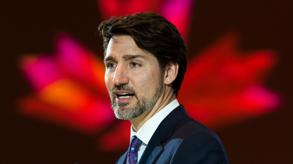 Trudeau speaking at convention