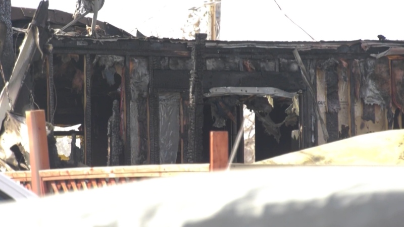 Aftermath of fire at trailer park near Red Deer. (CTV News Edmonton)