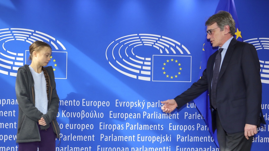 Thunberg and European Parliament President Sassoli
