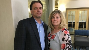 Dean Schmidt and Sandra Barker Schmidt are pictured as they go through the coroner's inquest into the suicide of their 13-year-old son, Kaleab. (Creeson Agecoutay / CTV News Regina) 