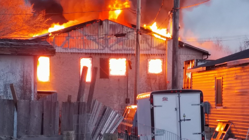 A fire in Pense is shown on March 6, 2020 (Twitter: BJChamb)