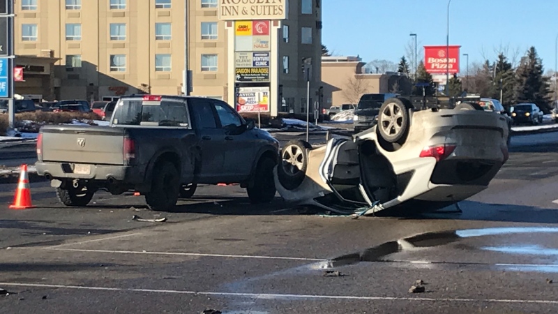 Crash on 97 Street on March 9, 2020. (Galen McDougall/CTV News Edmonton)