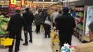 People flood the No Frills in March 2020. (Celine Zadorsky / CTV London)