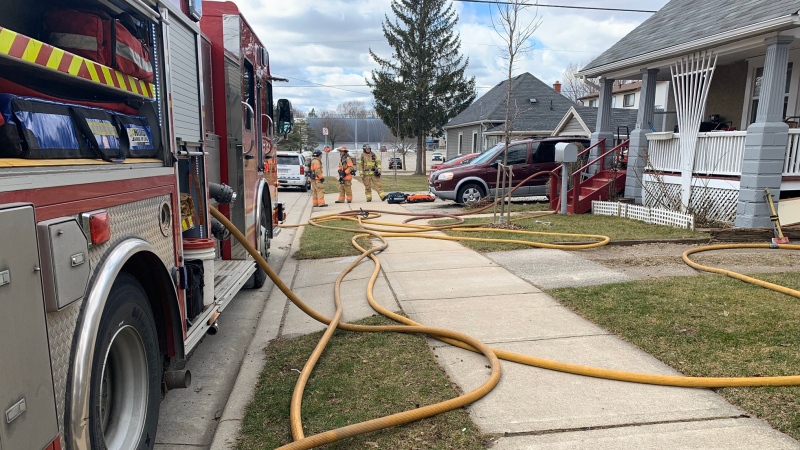 Firefighters respond to a fire on Maud Street in London, Ont. on Friday, March 13, 2020. (@LdnOntFire / Twitter)