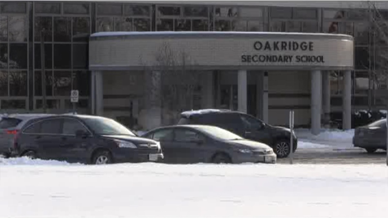 Oakridge Secondary School in London, Ont. is seen on Monday, Jan. 20, 2020. (Daryl Newcombe / CTV London)