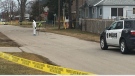 Sarnia police investigate a woman's death on Palmerston Street North on March 14, 2020. (Brent Lale/CTV)
