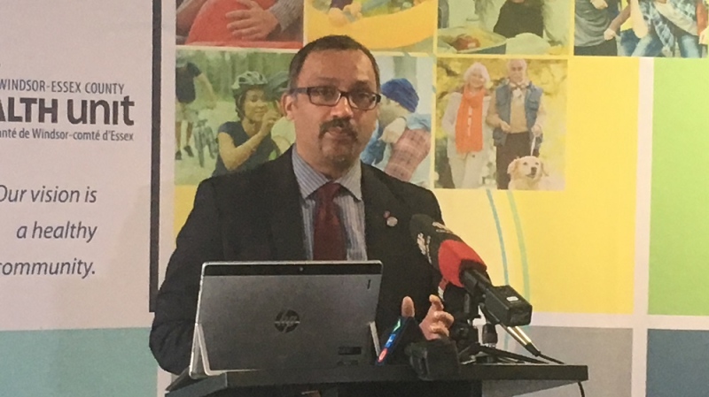 Dr. Wajid Ahmed, the Medical Officer of Health for the Windsor-Essex County Health Unit, provides an update on the COVID-19 virus in the region to the media on March 16, 2020. (Bob Bellacicco/CTV Windsor)
