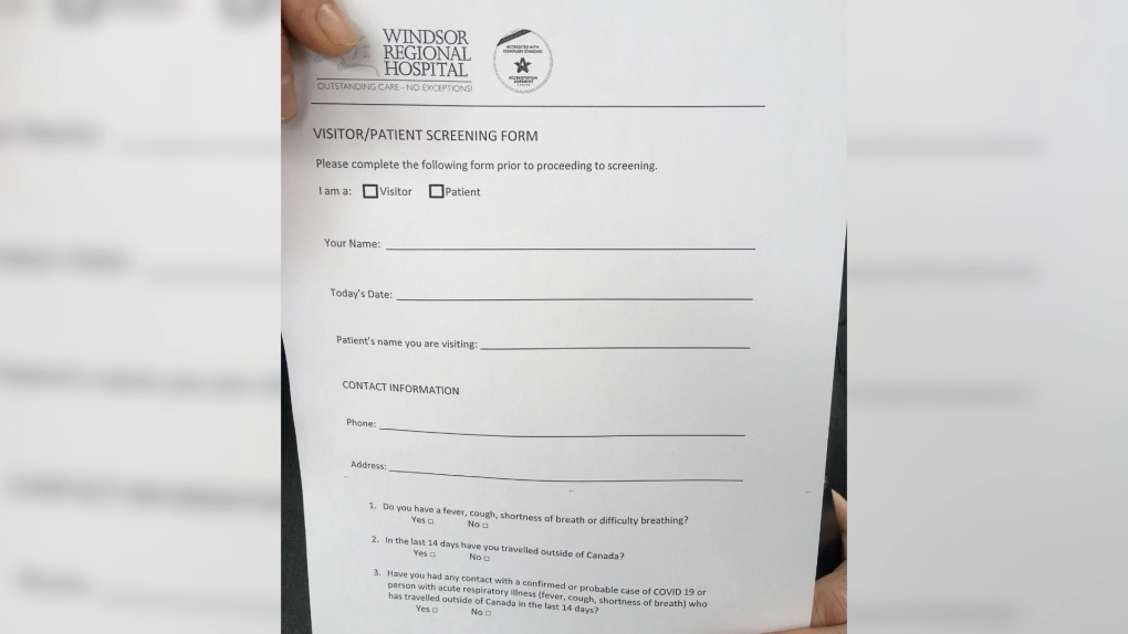 Windsor Regional Hospital COVID Screening Form