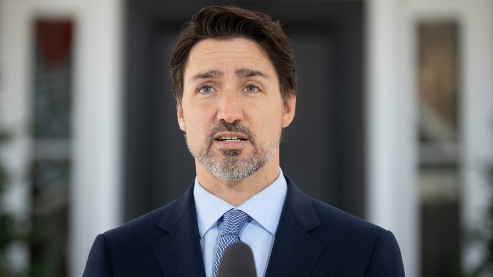 Prime Minister Justin Trudeau speak to the media d
