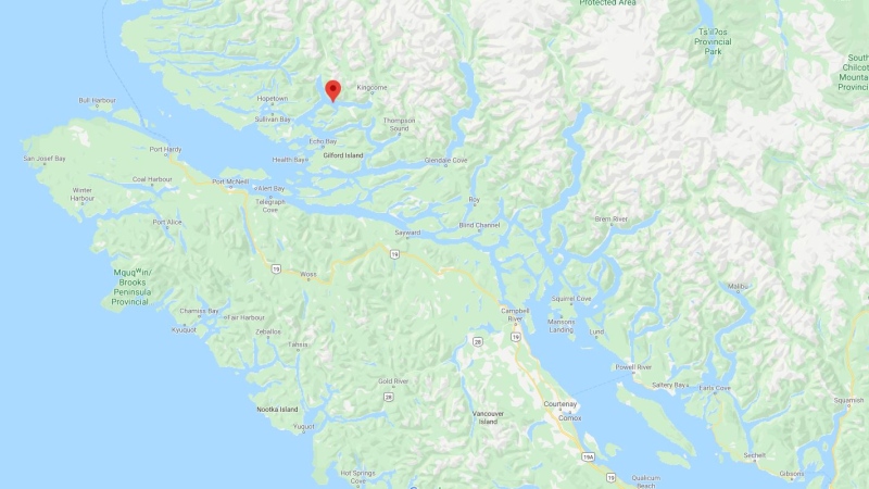 The Dzawad'enuwx First Nation is located at Kingcome Inlet, a secluded village near the north end of Vancouver Island that is about 290 kilometres northwest of Vancouver. (Google Maps)