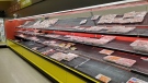 The shelves of many supermarkets in Alberta are suffering from a severe lack of meat product, including beef.