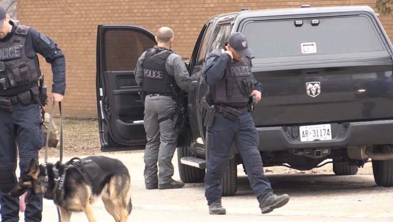 Police investigate a shooting on King Edward Avenue in London, Ont. on Thursday, March 26, 2020. (Brian Snider / CTV London)