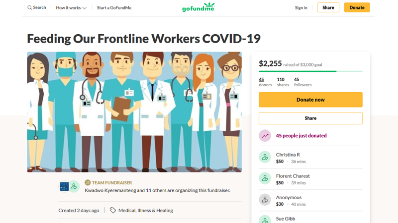 Frontline Health Care Workers Go Fund Me Page