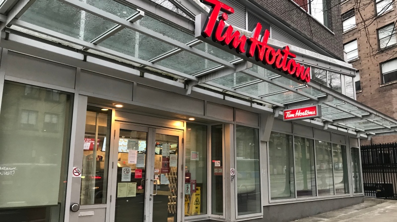 A Tim Hortons on West Pender Street in Vancouver is seen in this file photo from March 2020.