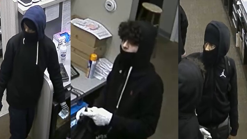 Suspects wanted in connection to a Leamington pharmacy robbery on March 27, 2020. (Supplied)
