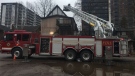 Fire at 1246 Richmond St. in London, Ont. on March 28, 2020. (Brent Lale/CTV London)