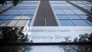 Toronto Public Health's offices at Dundas and Victoria St. in Toronto is seen on Monday, August 21, 2017. THE CANADIAN PRESS/Cole Burston