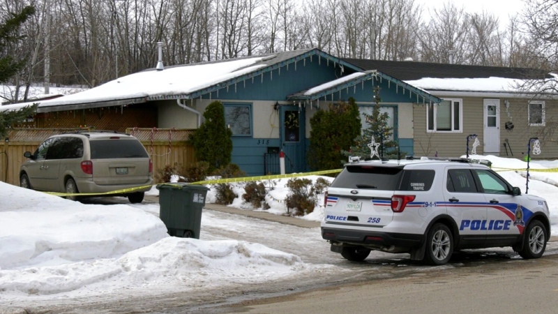 Officers at the scene in the 300 block of MacArthur Drive in Prince Albert on March 30, 2020. (Lisa Risom/CTV Prince Albert)