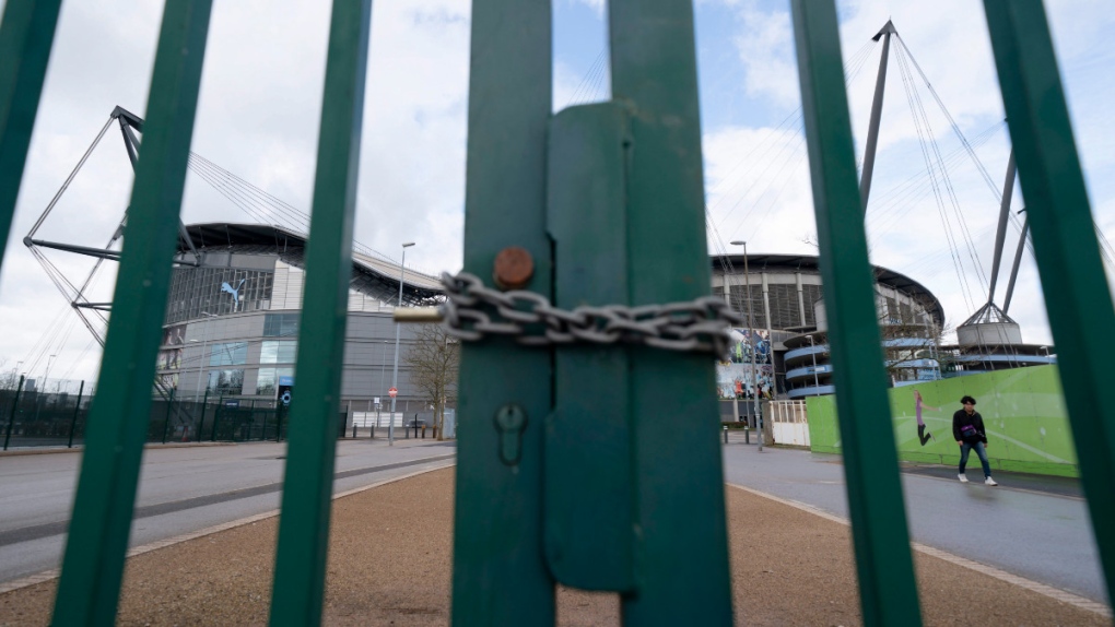 Locked gate at Manchester City's Etihad Stadium