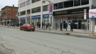A long line outside Stash & Co. on Bank Street on Friday, April 3. 