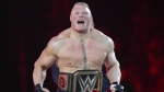In this March 29, 2015, file photo, Brock Lesnar makes his entrance at Wrestlemania XXXI in Santa Clara, Calif. While real sports have shut down in the wake of the coronavirus pandemic, WWE has pressed on and is set to run this weekend its first WrestleMania in an empty arena. WWE stood firm that the show must go on and largely moved a card highlighted by stars Brock Lesnar and John Cena to its performance center in Orlando, Florida. (AP Photo/Don Feria, File)