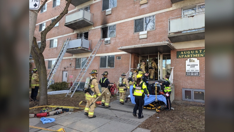 A man and woman suffered critical burns in a Saturday morning fire on Augusta Street in Lowertown. (Scott Stilborn/Ottawa Fire Service)
