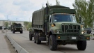 Military vehicles will be heading to Canadian Forces Base Borden on Monday, April 6, 2020.
(Source: Canadian Armed Forces)  