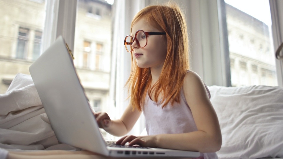 A child on a laptop