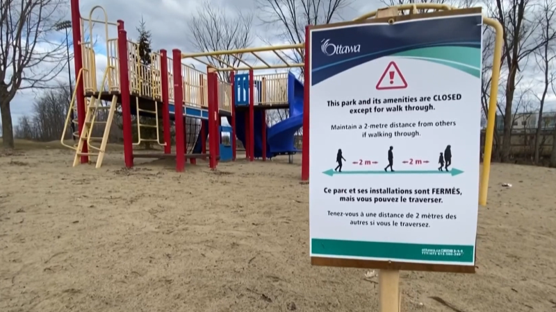 The City of Ottawa allows residents to walk through parks, but play equipment and other facilities are deemed off-limits during the COVID-19 pandemic. 