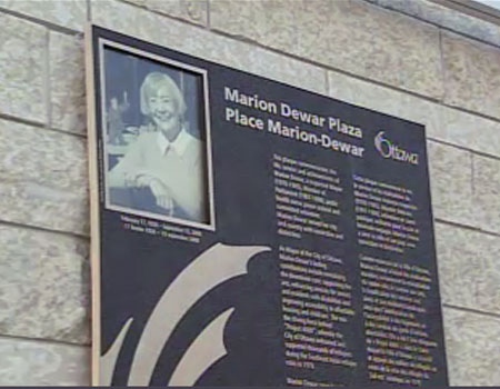 A plaza in downtown Ottawa was renamed for former Ottawa mayor Marion Dewar, Friday, Sept. 25, 2009.