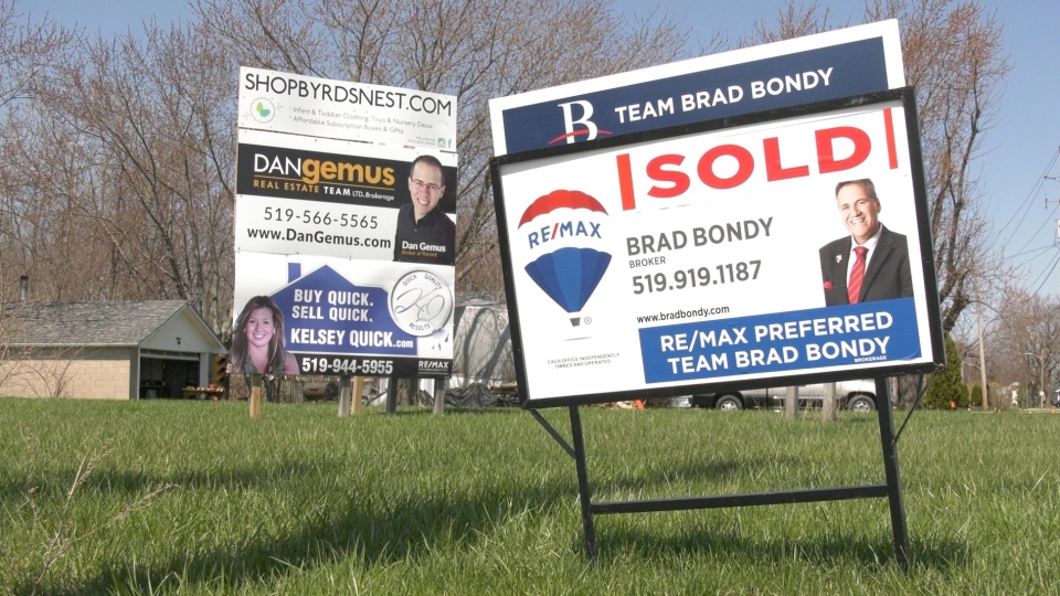 Real estate signs in Amherstburg, Ont.