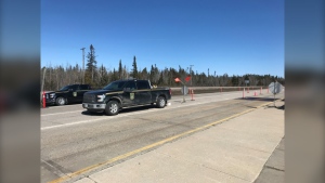 A checkpoint at the Manitoba border is pictured in a file photo.  (Photo courtesy Josh Crabb)