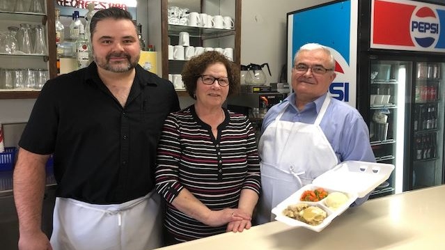 Mouselimis family, owners of the Thorndale Family Restaurant in Thorndale Ont. prepare Easter dinner on April 12, 2020. (Jordyn Read/CTV London)
