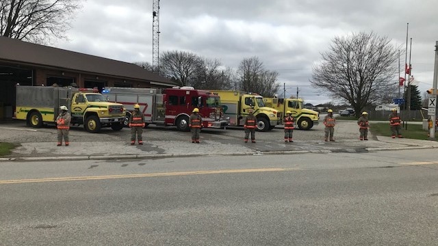Firefighters line procession for Don Campbell