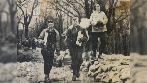 A picture of Kathleen Ames (centre) that was printed in a newspaper in the spring of 1950. (Submitted: Kathleen Ames)