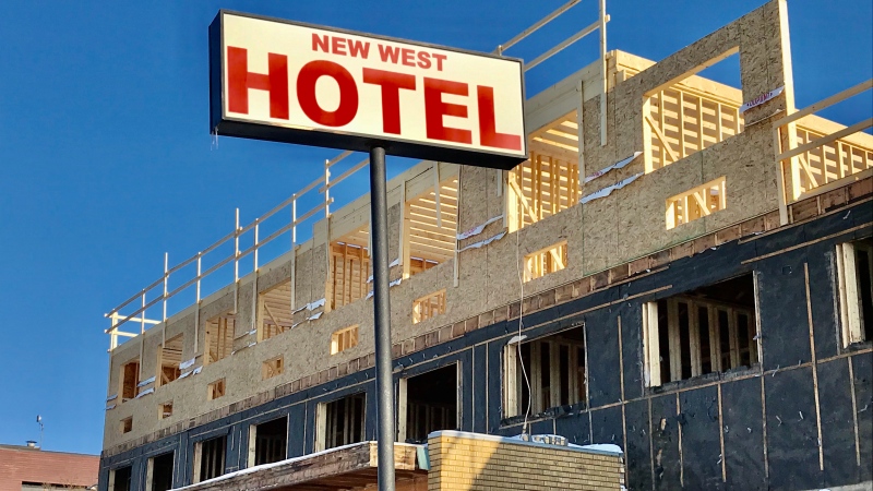 New West Hotel under construction. April 15, 2020. (CTV News Edmonton)