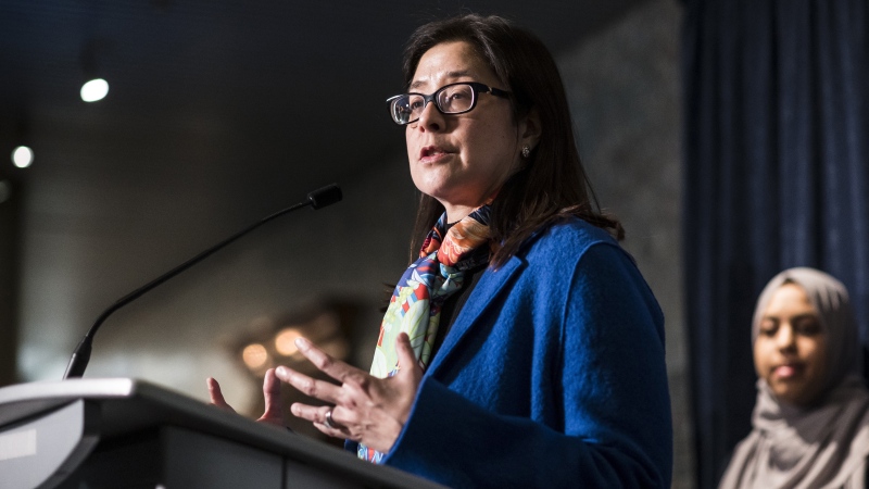 Toronto's Medical Officer of Health Dr. Eileen de Villa speaks to the media at city hall in Toronto, on Wednesday, April 24, 2019. (Christopher Katsarov/The Canadian Press)