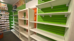 Empty puzzle shelves at Zippity Zoom Toys in Regina (Facebook: Zippity Zoom Toys)