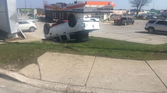 OPP are investigating a crash in Leamington, Ont. on Saturday, April 18, 2020 that sent one person to hospital.
(Source: OPP) 