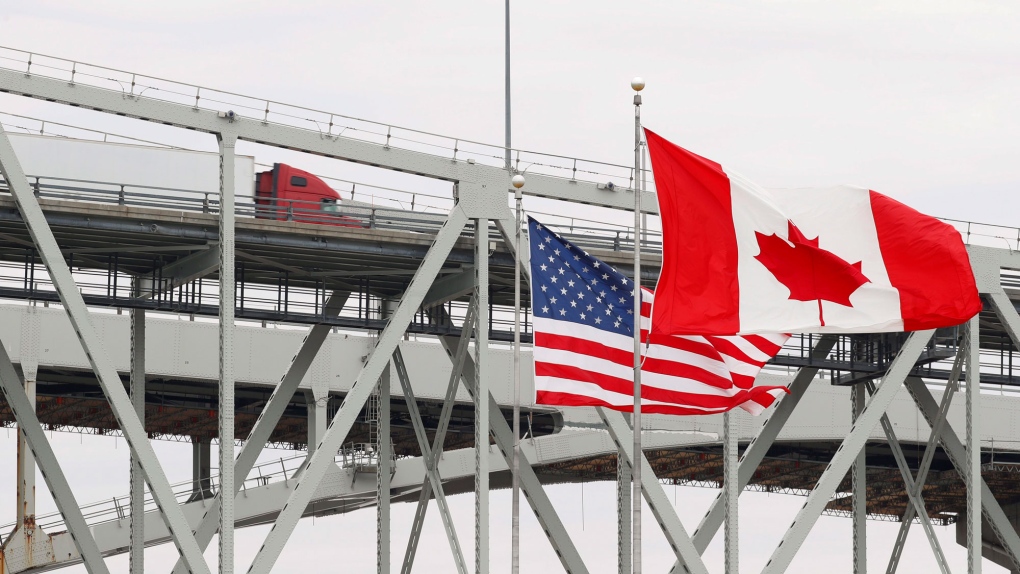 Canada U.S. border flags