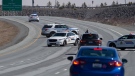 Police block the highway in Enfield, N.S. on Sunday, April 19, 2020. The RCMP have taken Gabriel Wortman, 51, into custody after an incident in Portapique, N.S. where several people were shot. THE CANADIAN PRESS/Andrew Vaughan