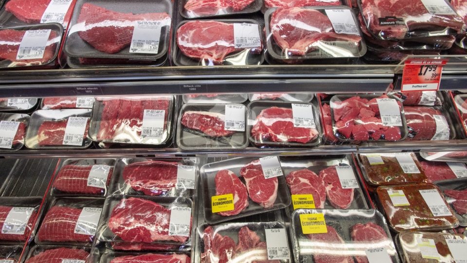 Cuts of beef at a supermarket in Montreal