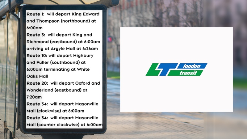 London Transit Commission schedule updates issued Thursday, April 23, 2020.