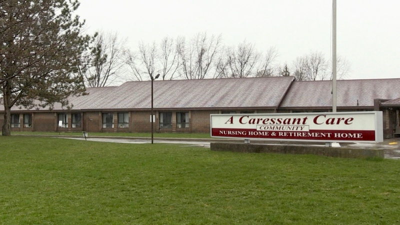 The Caressant Care on Bonnie Place long-term care home in St. Thomas, Ont. is seen on Thursday, April 23, 2020. (Jim Knight / CTV London)