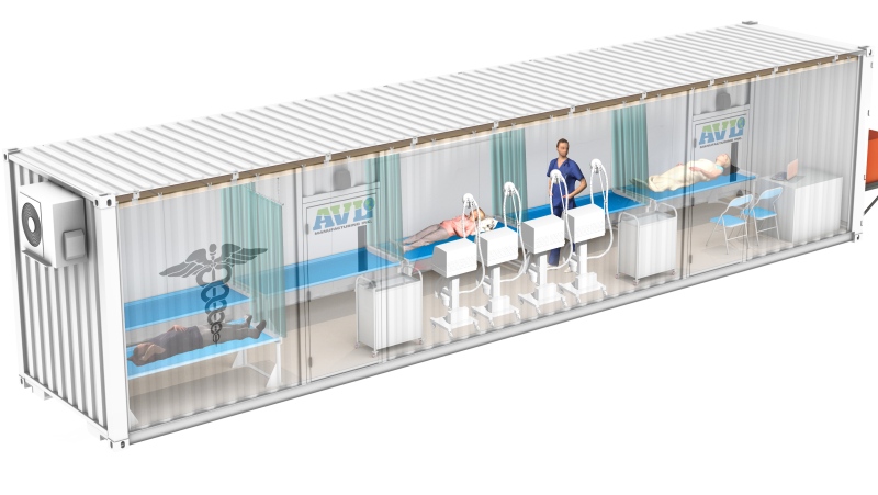 This artist's rendition shows a Mobile Medical Module being worked on at AVL manufacturing in Hamilton, Ont.