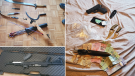 Ontario Provincial Police seized a collection of weapons and some drugs from a home in Chesterville, Ont. Friday, April 24, 2020. (OPP handout)