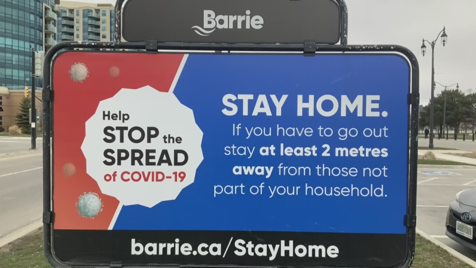 Barrie Stay Home sign