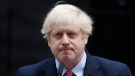 British Prime Minister Boris Johnson finishes making a statement on his first day back at work in Downing Street, London, after recovering from a bout with the coronavirus that put him in intensive care, Monday, April 27, 2020. (AP Photo/Frank Augstein)