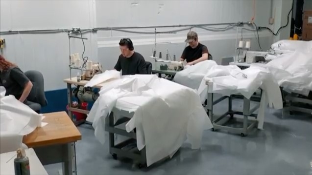 Abraflex producing gowns to be used by physicians, nurses, and other health care workers. (Scott Miller / CTV News)