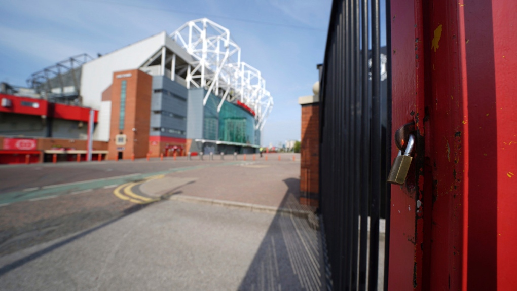 A padlocked gate near Old Trafford stadium
